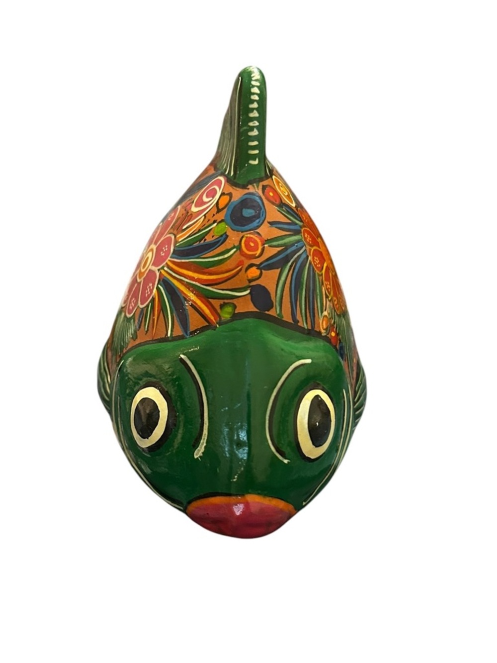 handcrafted Mexican folk art terracotta fish sculpture